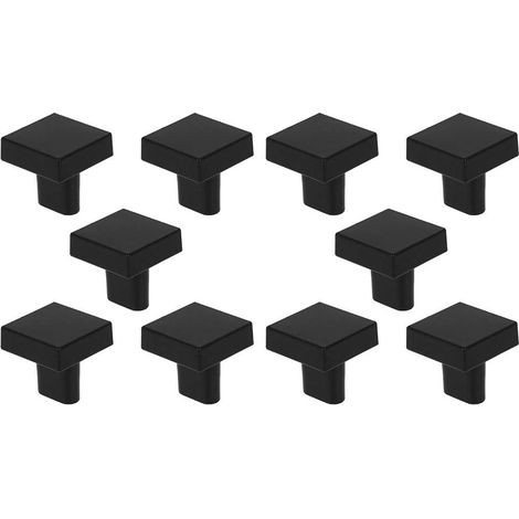 Poignées de porte, poignées d'armoire carrées, poignées de meubles pour armoires, armoires, tiroirs, 10 pièces (noir) (1/5)