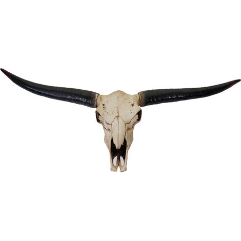 [NEUWERTIG] Deko Schädel 132cm HHG-118, Polyresin Stier Bulle Longhorn Kopf Trophäe, In-/Outdoor naturfarben
