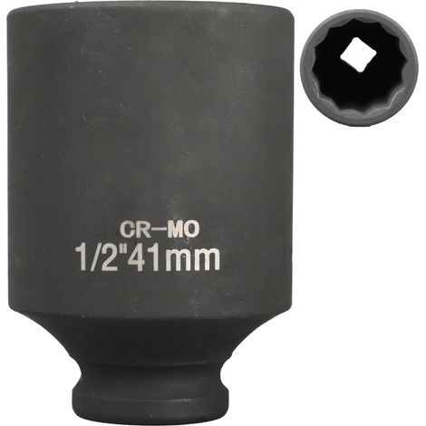 douille 41mm 1/2" 12 pans, douille a choc 1/2 41mm Acier Chrome-Molybdène CR-MO(Black) (1/5)