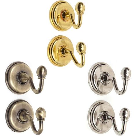Lntyq Lot de 6 crochets de rideaux avec vis - En alliage vintage - Crochets muraux décoratifs - Embrasses de rideaux (doré+bronze+argent)