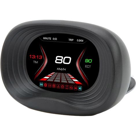 OBD-HUD-Digitalanzeige für Temperatur, Geschwindigkeit, Kilometerstand, Druck, automatische Diagnose, Drehzahlüberschreitung und Lautstärke