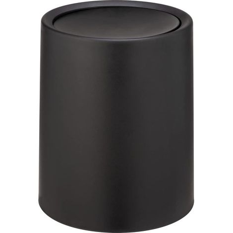 Poubelle Salle De Bain - 1 Unité - Plastique Noir - Couvercle Basculant - Cache-Sac Invisible - 21 x 25,5 cm (1/5)