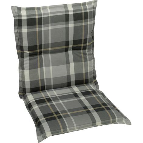 GO-DE Sesselauflage 100 x 50 x 6 cm grau kariert Auflage Polster Kissen Sessel (1/2)