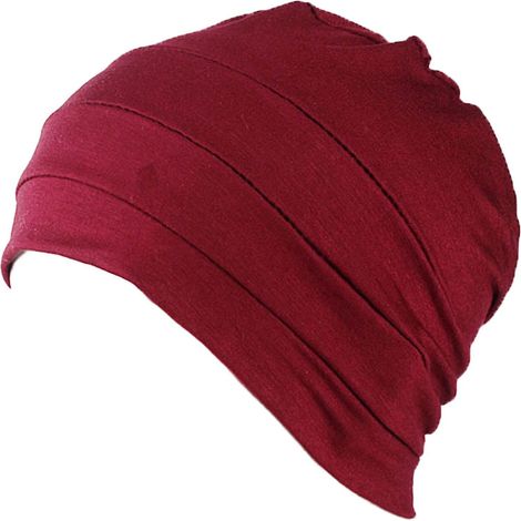 Komfortable Chemo-Kappe, Nachtkappe, Anti-Krebs-Kappe, Unterkappe – Weinrot