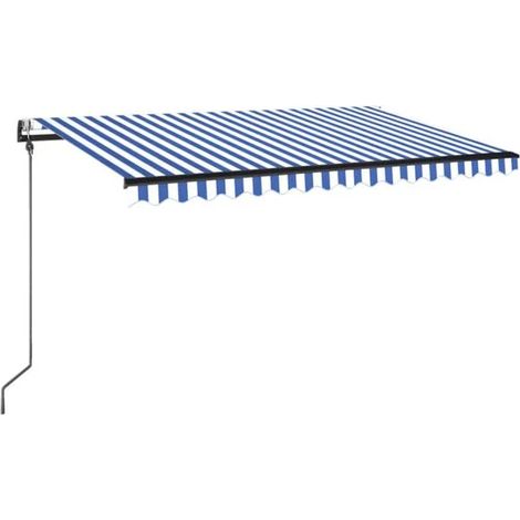 Store banne rétractable automatique 400x350 cm bleu et blanc (1/5)
