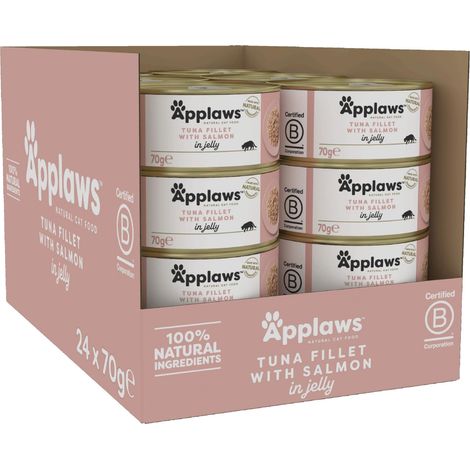 Applaws Cat Tin 1x(24x70g) Tuna Fillet with Salmon in Jelly (1/5)