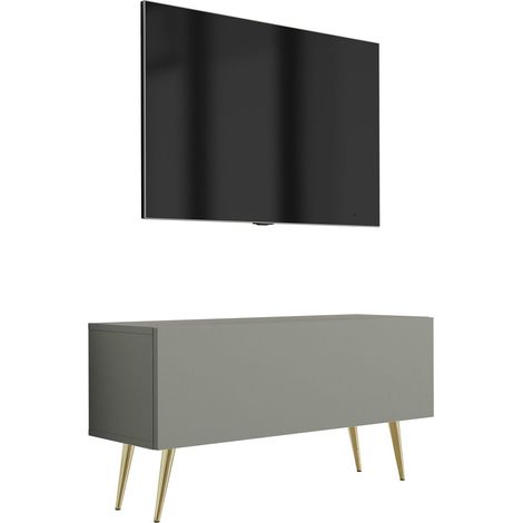 Meuble TV Suspendu, 100 × 34 × 32 cm, Noir Mat (1/5)