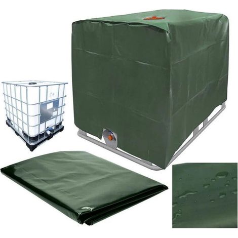 1 bache de réservoir d'eau, pour cuve IBC 1000L, anti-poussière anti-UV anti-pluie, 120x100x116 cm, verte (1/4)