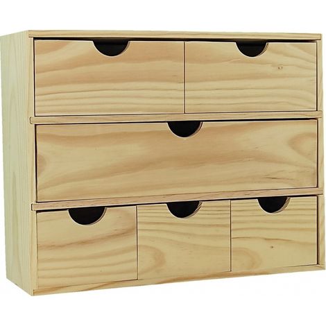 Miniblock con 6 cassetti, pino massiccio SANS MARQUE