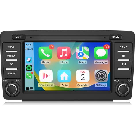 Hexinex Autoradio Android 15 de 8 pouces 2 Go + 64 Go pour Skoda Octavia 2004–2013 avec carPlay navigation GPS Wi-Fi et DAB+ (1/5)