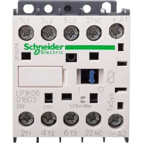 Contactor de potencia 6A 3P 24V CC 0Z 1R LP1K0601BD3
