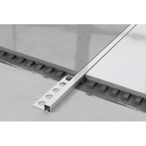 Universelles dekoratives Q-Profil aus Edelstahl für Fliesen 1.2cm x 270cm - Satiniertes Silber