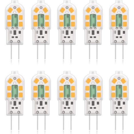 G4 2W LED Ampoule, 20W Ampoules Halogènes équivalentes, Blanc Chaud 3000K,200Lm,12x SMD,12V AC/DC - Pack de 10 [Classe énergétique A+] (1/5)