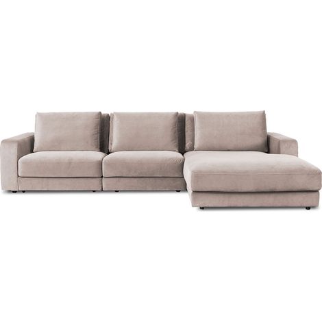 Canapé Velours Angle Droit Beige Venezia - 5 Places (1/3)
