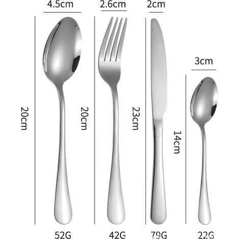Ensemble de 24 couverts suspendus écologiques en acier inoxydable, présenté dans un coffret cadeau. 1010 Argent. (1/4)