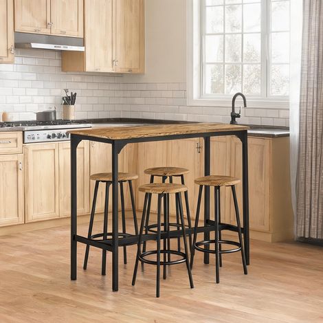 Ensemble table de bar et tabourets en métal 110 x 50 x 89,5 cm (1/5)