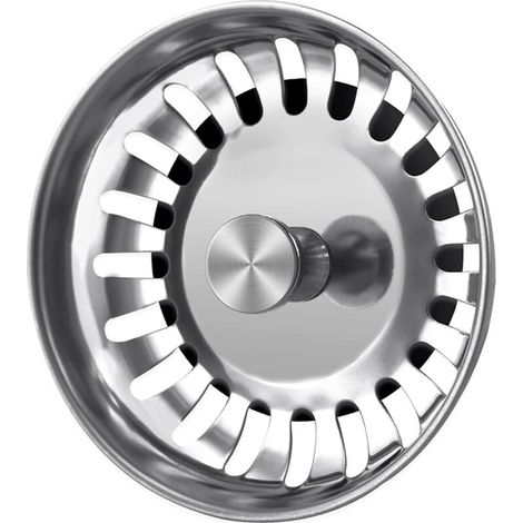Couvercle de Bonde d'Évier Universel 78mm - Bouchon et Filtre Anti-Odeurs pour Cuisine - en Acier Inoxydable (1/4)