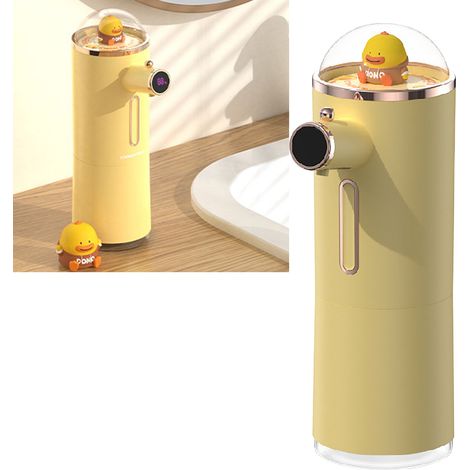 Distributeur de savon moussant automatique, avec capteur infrarouge intelligent et mignon, étanche, rechargeable, sans contact, jaune. (1/5)