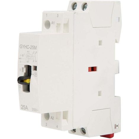 Trywise 2P 25A 220V 50Hz DIN Rail Domestique AC Contacteur avec Commande Manuelle Switch2NO