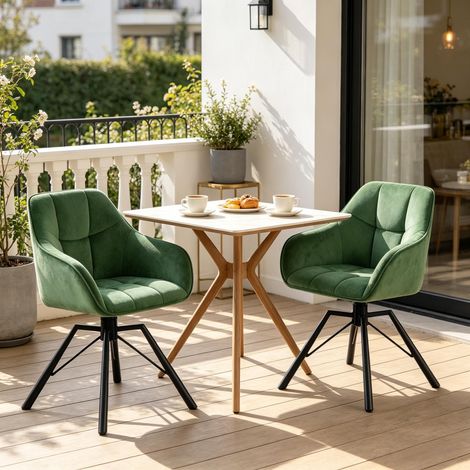 Chaises de cuisine larges et confortables, chaise pivotante salle à manger, avec dossier moelleux et assise rembourrée (2 chaises) (1/4)