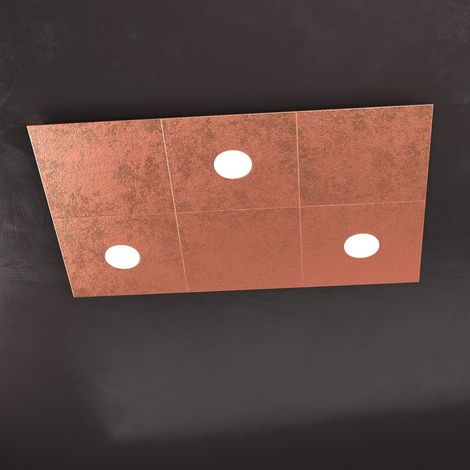 Plafoniera moderna top light eccentric 1156 3l3d gx53 led metallo lampada parete soffitto, finitura metallo foglia rame