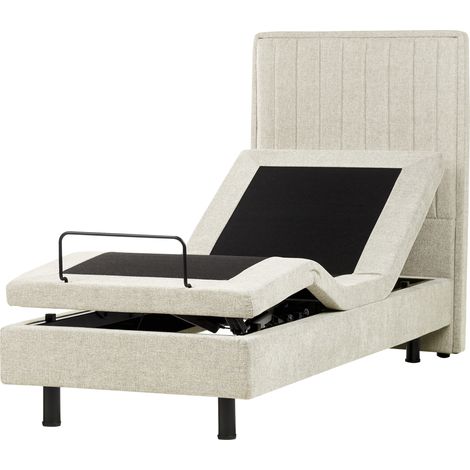 Cama articulada eléctrica moderna mando a distancia ajustable tapicería de tela beige 80 x 200 cm Duke II