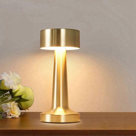 Lot de 3 lampes de bureau rétro LED rechargeables à écran tactile en métal, 3 couleurs à intensité variable, éclairage d'ambiance, lampes de bureau, veilleuses décoratives pour bar/chambre (1/5)