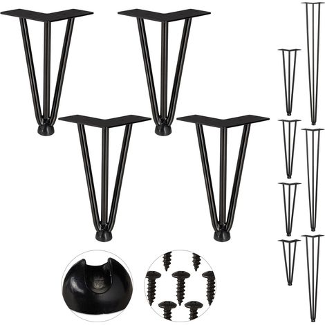 Set di 4 gambe per mobili a forcina 36 x 12 x 12 cm design vintage di tendenza in metallo nero 130007766