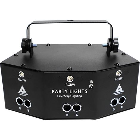 Lampe Laser - 9 Yeux - 6 Lasers RGB + 3 LED Blanches 5W - Contrôle Télécommande Son Auto DMX - Éclairage Scène Disco