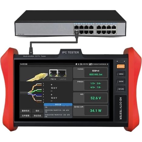 Testeur de vidéosurveillance Moniteur 8 Pouces 4K H.265 IP 8MP AHD/TVI/CVI, Outil de Test de caméra de vidéosurveillance et testeur de câble d'entrée VGA(E88) (1/5)
