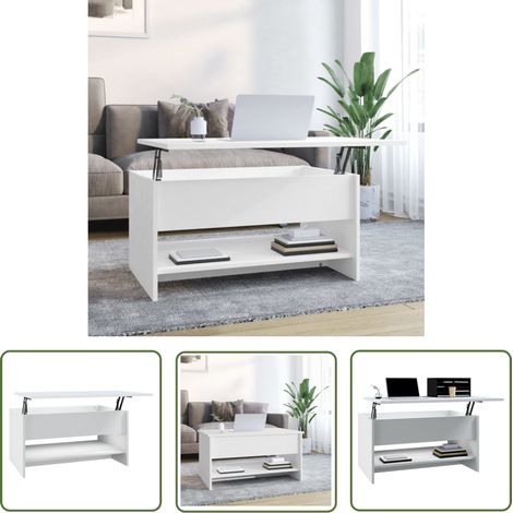 Table basse réglable - vidaXL Table basse Blanc 80x50x40 cm Bois d'ingénierie - Table basse design (1/5)