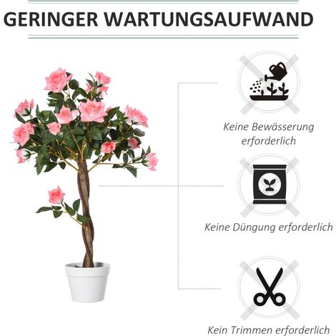 Rosier artificiel hauteur 90 cm, plante en plastique réaliste avec pot, arbre artificiel pour salon chambre bureau, décoration moderne, cadeau idéal (1/5)