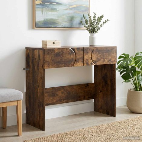 vidaXL Mesa de consola Roble Ahumado 96,5 x 38 x 75 cm (1/5)