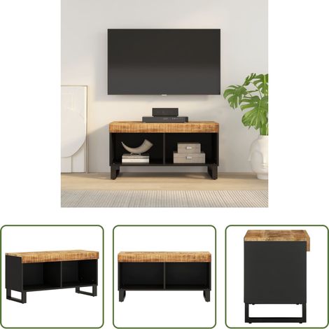 Meuble tv bois de manguier - Meuble TV 85x33x43,5 cm bois massif de manguier (1/5)