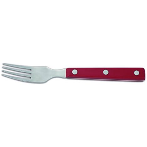Forchetta lombo Arcos della Tabella 374722 monoblocco di un pezzo di acciaio inox 18/10, mango di colore rosso e foglia di 9 cm in scatola (1/3)