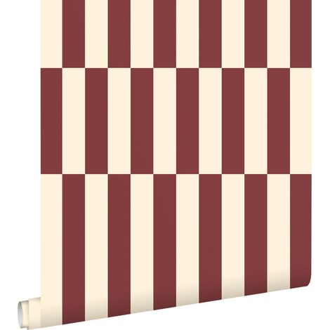 papier peint à rayures rouge et beige - ESTAhome (1/5)