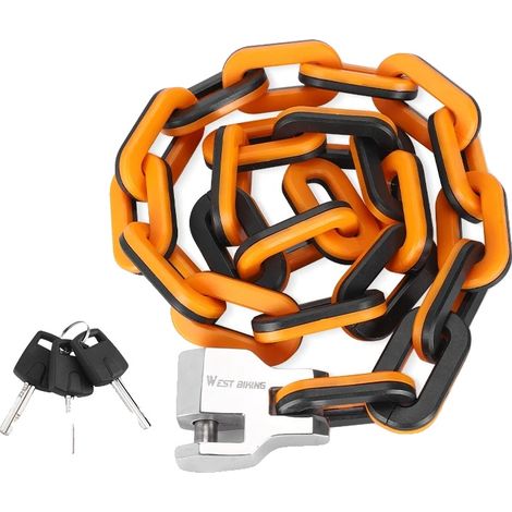 Verrou à chaîne, acier robuste, design anti-vol, Orange (1/2)