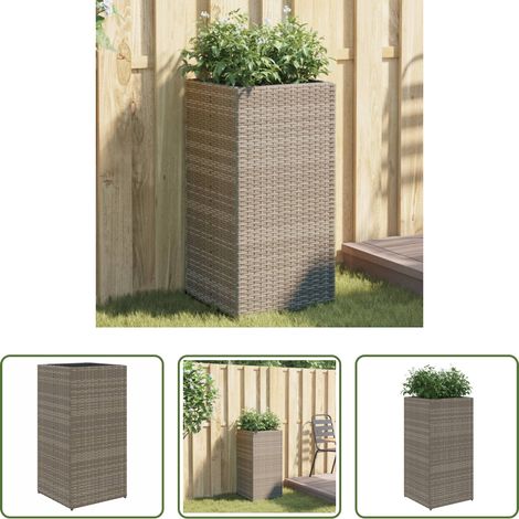 vidaXL Jardinera de ratán sintético gris 40x40x80 cm (1/5)