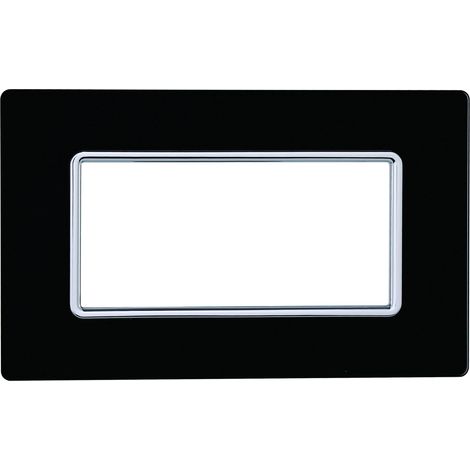 Kompatible Abdeckrahmen Bticino Matix 4 module Glas Schwarz Farbe (1/2)