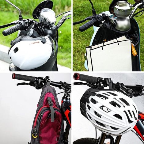Candado para casco de moto - Candado antirrobo - Casco seguro - Aleación de aluminio - 2 piezas - Negro (1/4)