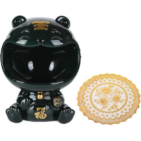 Panier de Rangement pour Clés et Téléphone en Forme d'Animal, Décor d'Entrée Moderne en Forme de Moule Noir et Vert