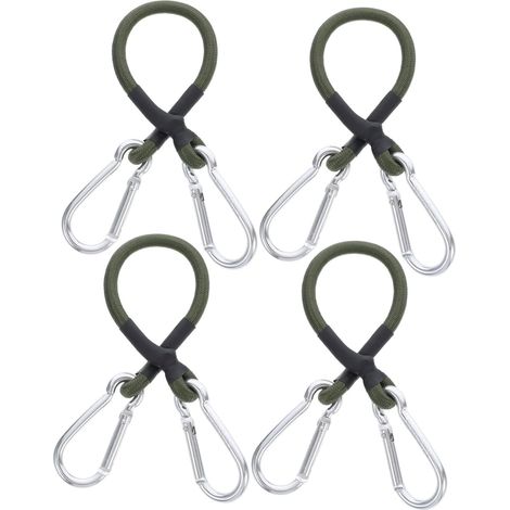 Lot de 4 cordons élastiques avec mousqueton, pour le camping, les bagages et autres activités de plein air. (1/5)
