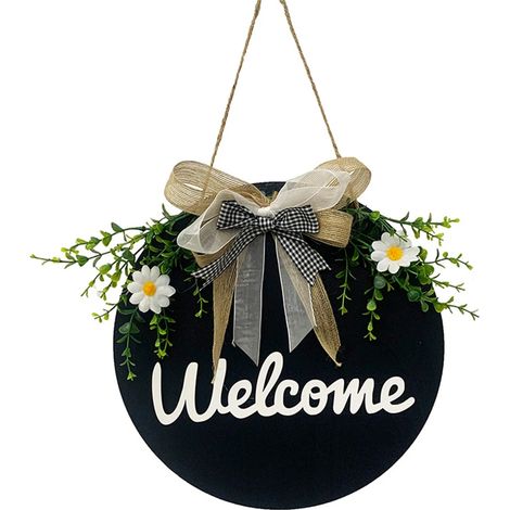 Couronne suspendue Bienvenue, décoration porte entrée ferme rustique (1/5)