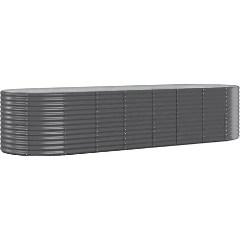 Set di 2 letti rialzati da giardino ovali 322 x 100 x 68 cm uso esterno design moderno in acciaio zincato antracite 020046591