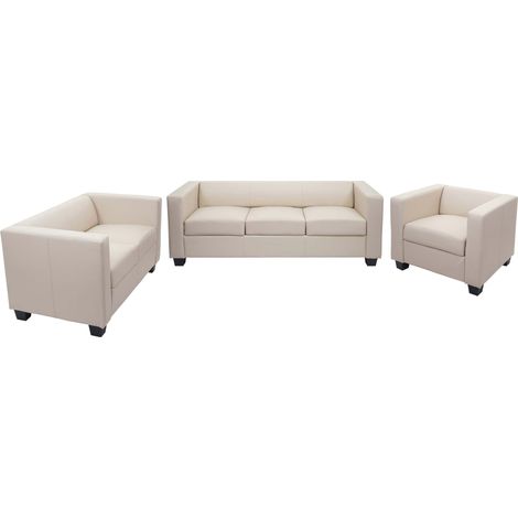 3-2-1 Couchgarnitur Lille Kunstleder, creme