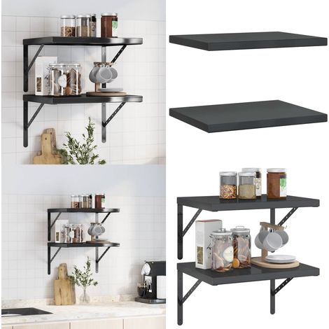 Wandregale 2 Stk. 50x40x3 cm Schwarz Edelstahl - Wandregal - Edelstahl Regal - Schwarzes Regal - Regalböden - Wohnraum Dekoration - Home & Living (1/5)