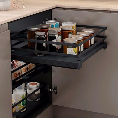 Cesto Multiuso (FLAT) M45 49084007 - Línea FLAT - Bandeja extraíble antracita multiuso Menage & Confort (1/4)