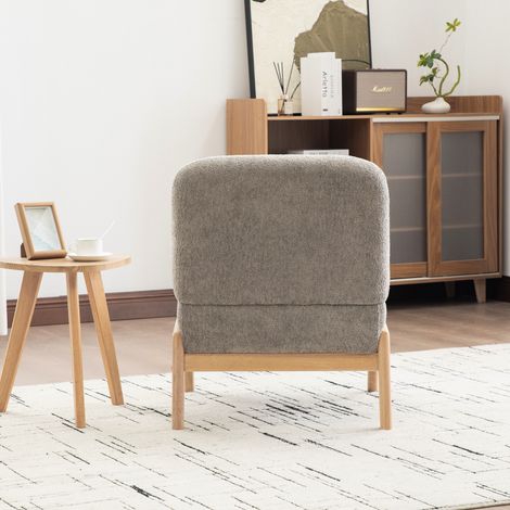 Fauteuil lounge en tissu scandinave – housse en chenille douce sur cadre en bois robuste, parfait pour salon et chambre, gris (1/5)
