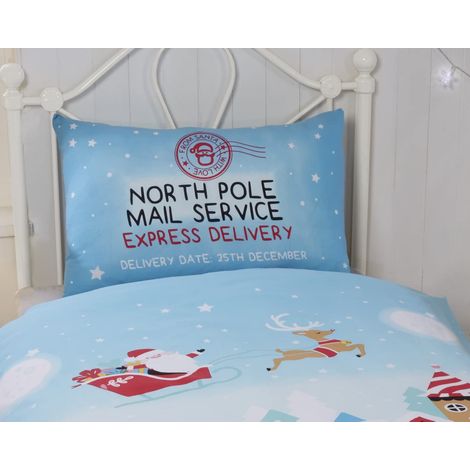 Parure de lit Simple pour Enfant avec Housse de Couette 2 pièces, Motif Festif, Bleu (1/4)