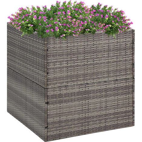 Pflanzkübel Grau 80x80x80 cm Poly Rattan